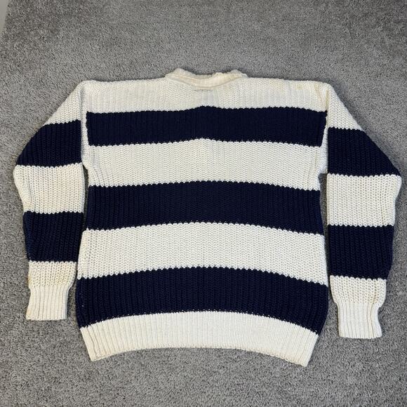 Vintage Gap Sweater Mens Medium Blue White Stripe Henley Knit Hong Kong 90s - Picture 6 of 12